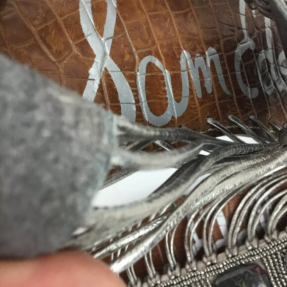 Sam Edelman Hazel Caged Gladiator Womens 8 Sandals Silver Metallic Stone Embelli - Picture 12 of 12